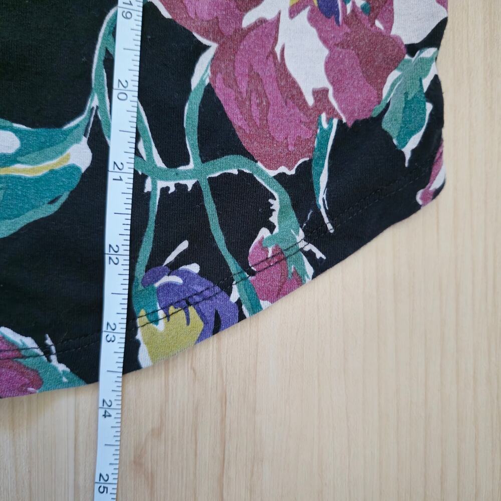 Lauren Ralph Lauren Black Floral Print Jersey Tie Neck Blouse Long Puff Sleeve M - Picture 9 of 9